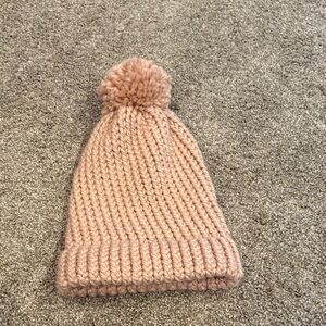 Cozy Knit Kids Pom-Pom Beanie in Blush Pink